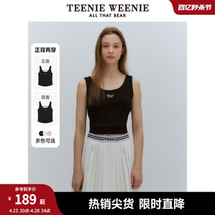 TeenieWeenie小熊2024年夏季新款正背两穿吊带背心内搭外穿T恤女