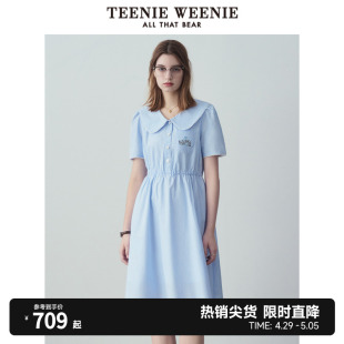 TeenieWeenie小熊2024年夏季新款娃娃领连衣裙蓬蓬裙时尚清新女裙