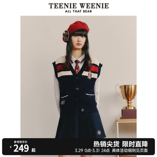 TeenieWeenie小熊卡通毛衣背心女装毛衫马甲学院风时尚