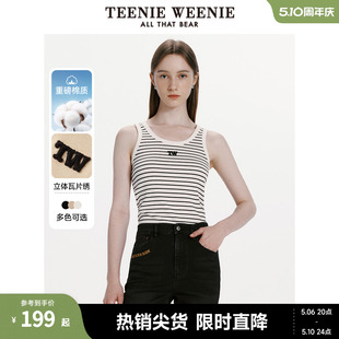 TeenieWeenie小熊2024春装新款复古美式短款无袖吊带背心辣妹上衣