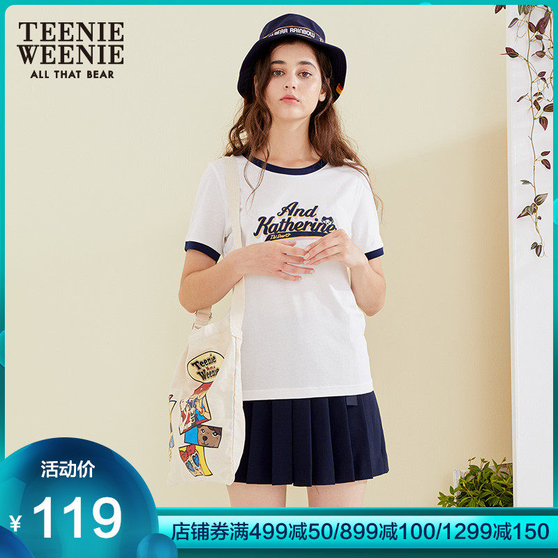 TeenieWeenie小熊2019女装新款印花图单肩包帆布购物袋TTEB99701O