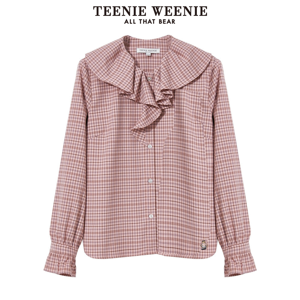 TeenieWeenie小熊2020春季新款女装格纹线条衬衫TTYA201125B