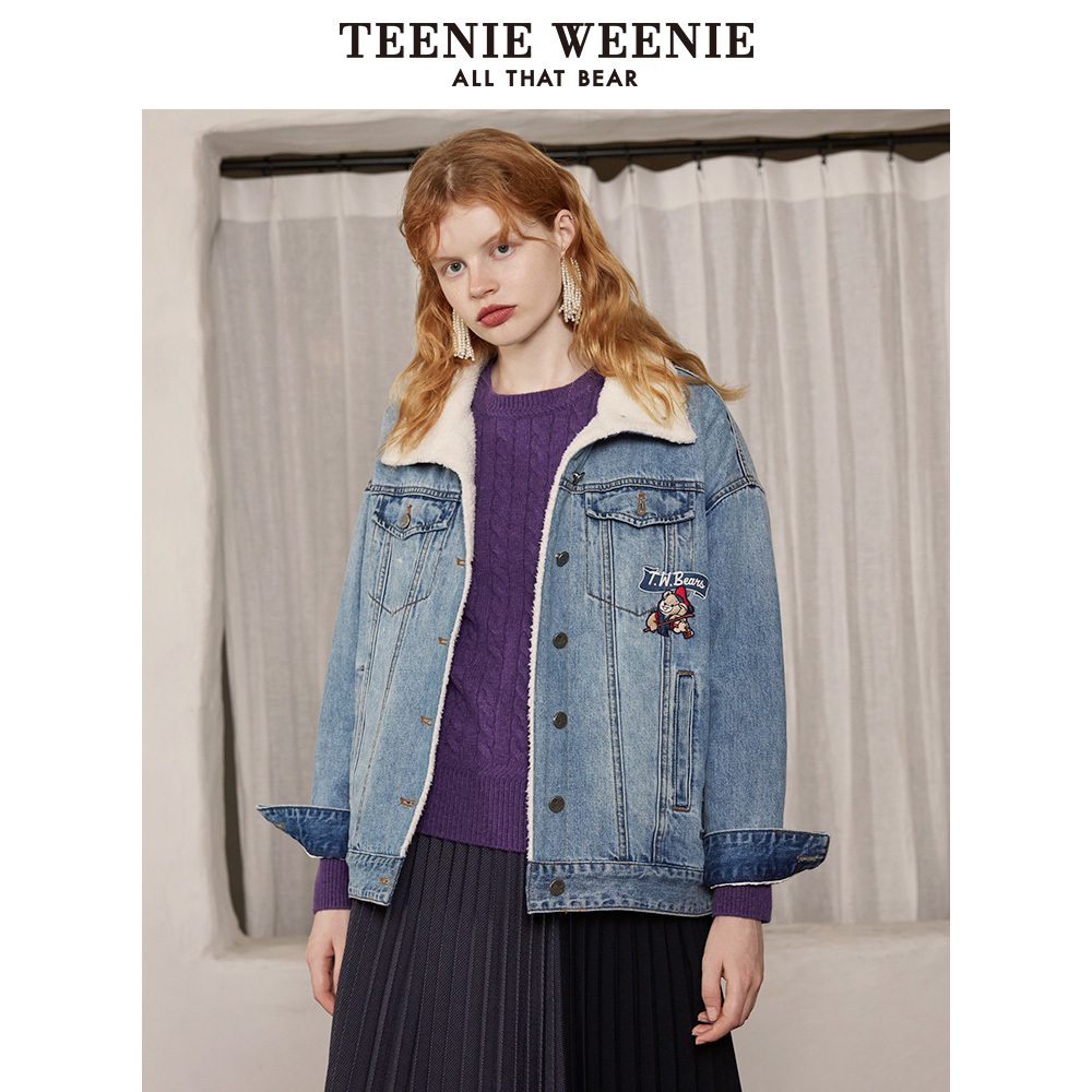 TeenieWeenie小熊2019冬季新款商场同款女装字母小熊牛仔夹克外套