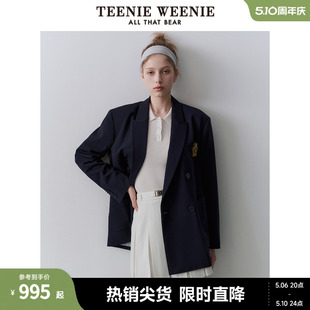 TeenieWeenie小熊2024春季新款休闲学院风中长款轻商务西装外套女