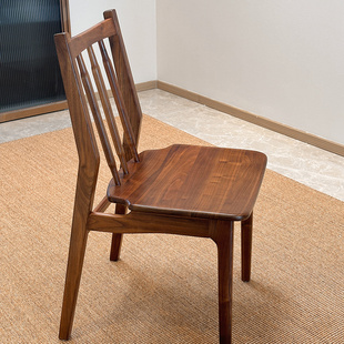 MIZEO 米卓/北美黑胡桃木实木餐椅中古风餐厅椅子