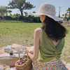 Fanzhiqiao Avocado green Design camisole vest clothes Backless knitting T-shirt Fanzhiqiao Avocado green Design camisole vest clothes Backless knitting T-shirt