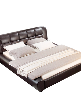 cbd款大小户型皮床真皮床实木双人简约现代大气婚床头层牛皮主卧