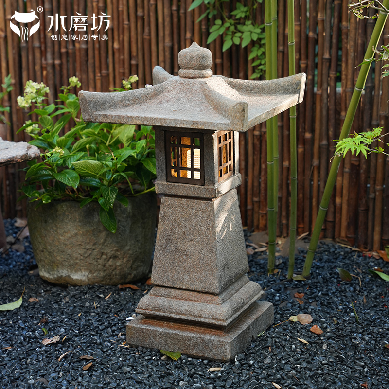 水磨坊庭院石灯笼仿古中式太阳能灯花