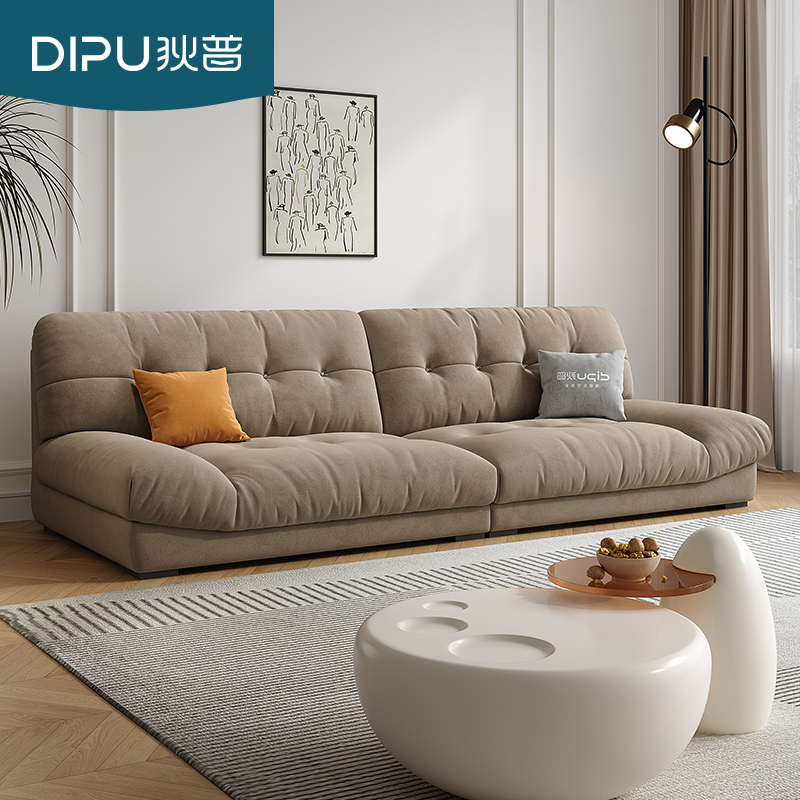 狄普奶油风猫抓布沙发科技布客厅现代简约小户型轻奢直排云朵沙发