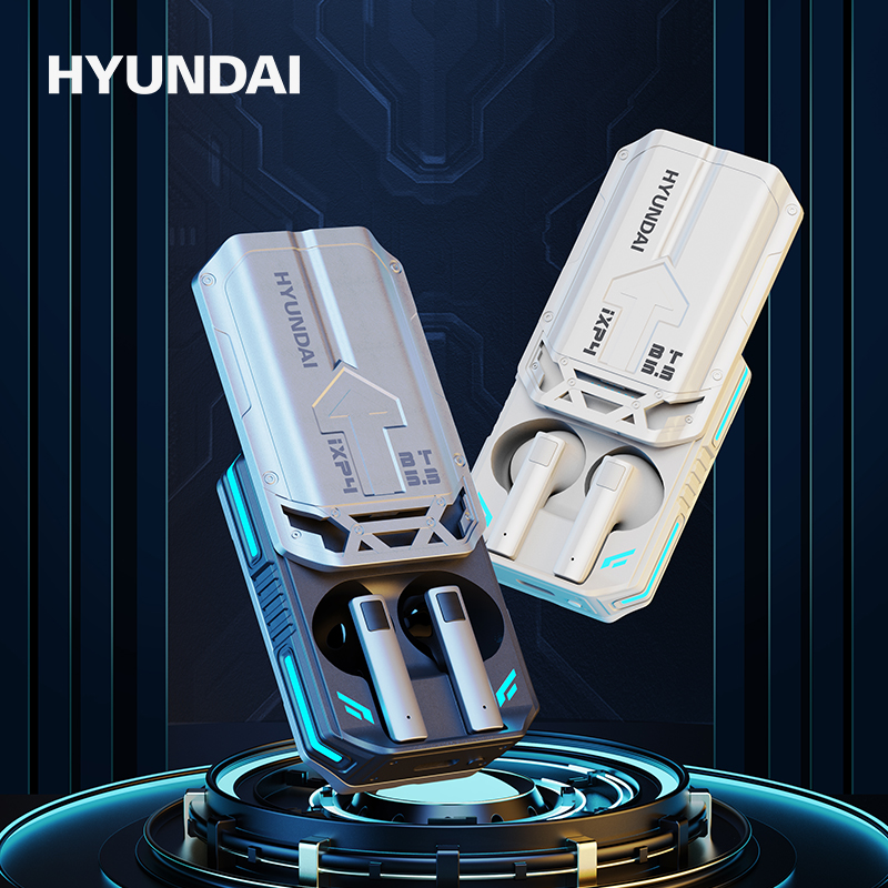 HYUNDAI现代-机甲系列全金属蓝牙耳机潮酷灯光外形炫彩滑盖音效