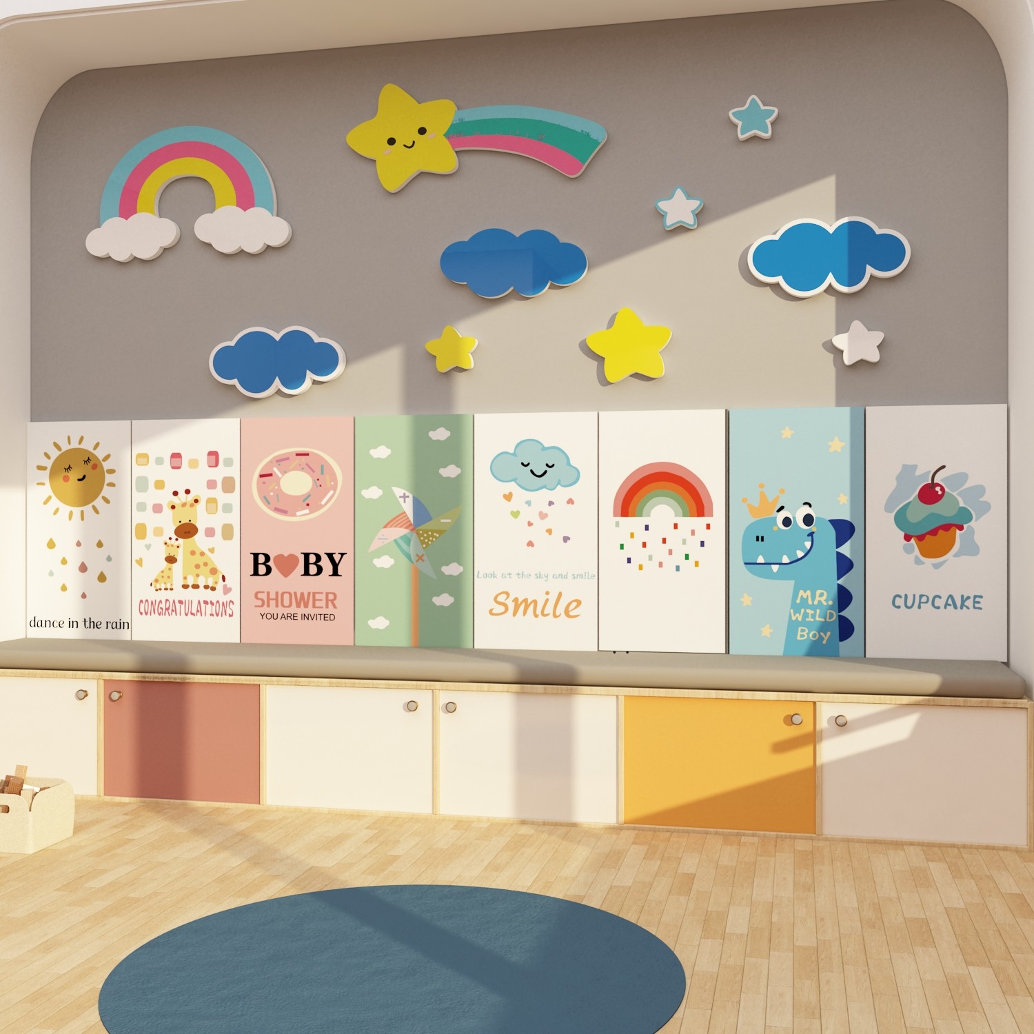 幼儿园墙面装饰云朵贴纸布置材料环创主题成品遮丑踢脚线儿童房间