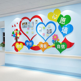 心许愿背景板医院儿童科室护士站文化设计墙面装饰贴心理咨询布置