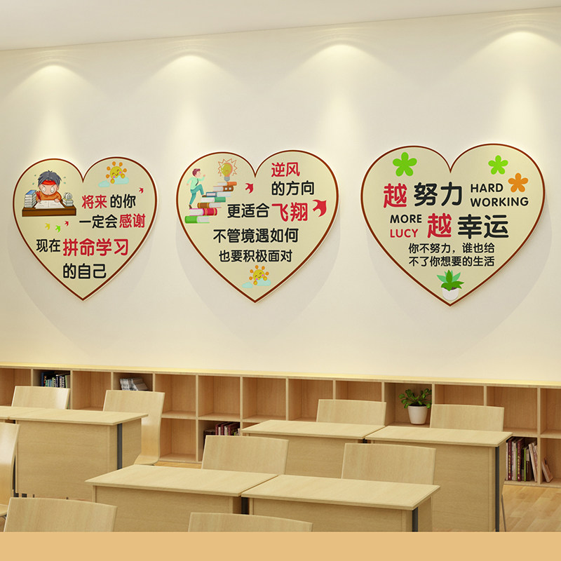 班级文化墙贴教室布置装饰小学校创意文化辅导教育培训机构kt板饿