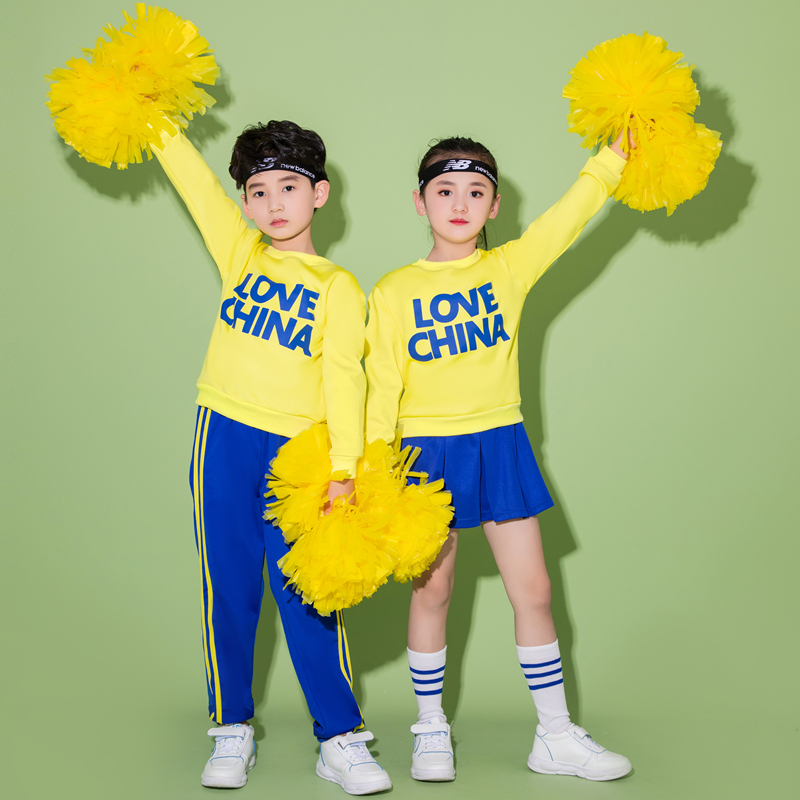 儿童啦啦操啦啦队演出服长袖加绒小学生拉拉队比赛舞蹈运动会服装