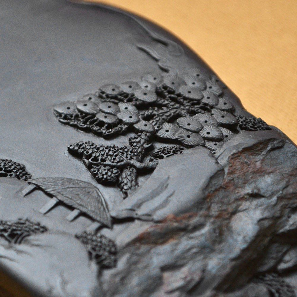 端砚大师陈金明作品 端砚老坑 《松下山居》砚