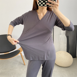 月子服夏季薄款产后哺乳睡衣套装莫代尔棉哺乳期6789月份