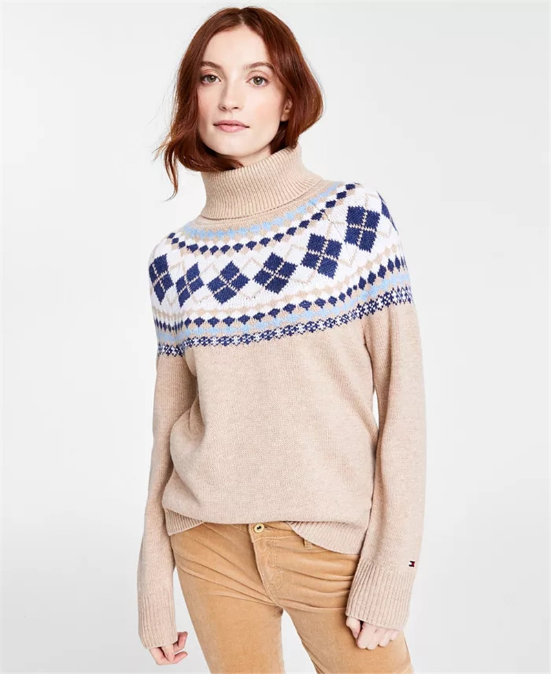 tommy hilfiger/汤米女毛衣针织衫编织圆领提花节日正品11665276