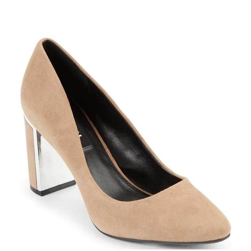 dkny唐可娜儿女士时装凉鞋高跟鞋粗跟翻毛皮面时尚正品20103280