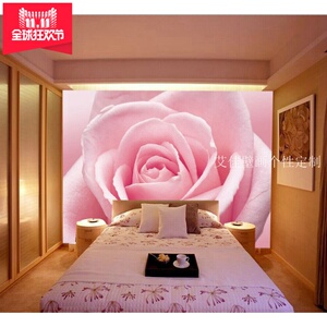 特价卧室壁画艾佳墙纸无缝墙布婚房背景壁纸酒店墙画3d立体玫瑰花