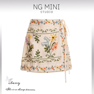 NG Minimalism 植物花卉短款半身裙夏季新款高级感优雅温柔风裙子