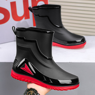 男士雨鞋2024新款夏季外卖专用骑手防滑防水胶鞋中筒透气工作水鞋