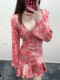 ZA女装新款 下摆荷叶边V领花朵印花修身显瘦连衣裙 2780127 330