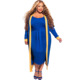 Plus size women's long coat dress fat female two-piece set