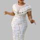 3XL Plus Size Women's white Party Evening dress 大码连衣裙白