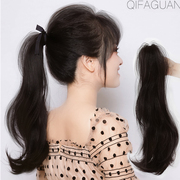 Lightweight wig female long hair ponytail clip big wave high ponytail long curly hair strap-type simulation hair fluffy and natural