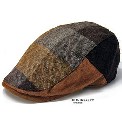 秋冬羊毛格纹鸭舌帽英伦风格时尚个性男女通用型休闲贝雷帽子