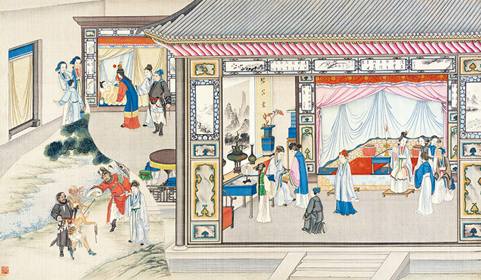 藏宝斋画廊的优惠券大全—清孙温 红楼梦一一六32*55cm宣纸微喷国画工