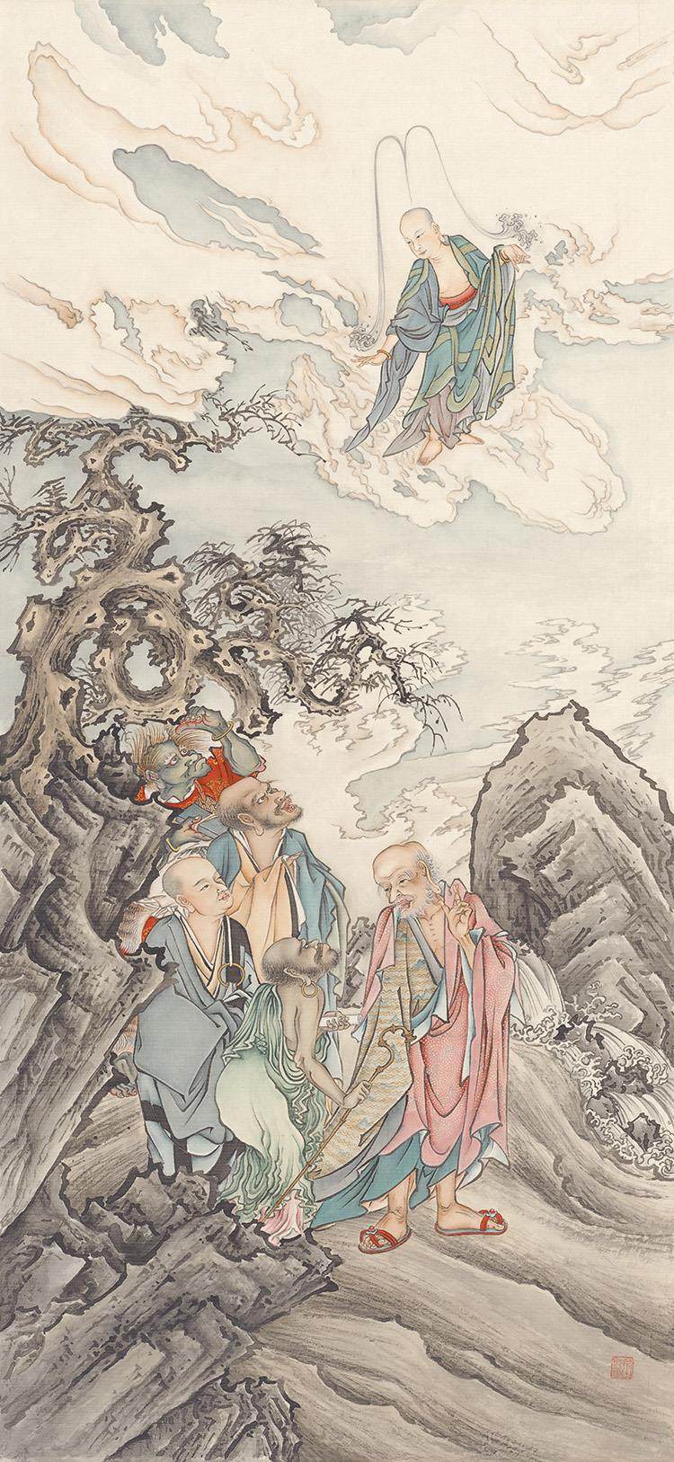 佛法佛像1-063夏荆山39x85cm宣纸微喷打印国画名家国画