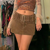Women's streetl retro style corduroy belt A-line skirt Women's streetl retro style corduroy belt A-line skirt