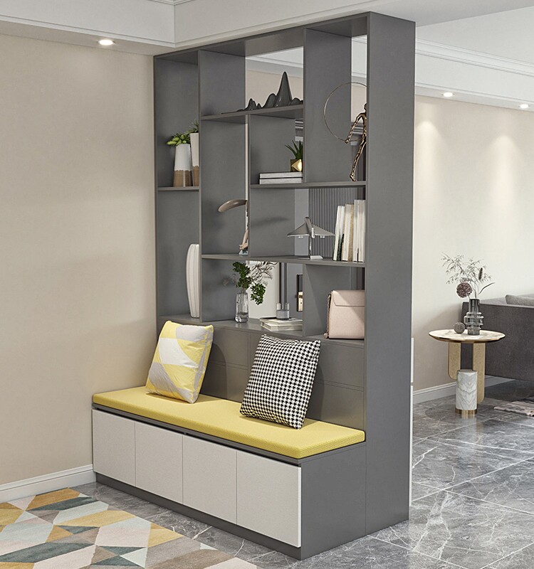 客厅新款双面隔断开放式轻奢镂空屏风鞋柜玄关柜一体带卡座间厅柜