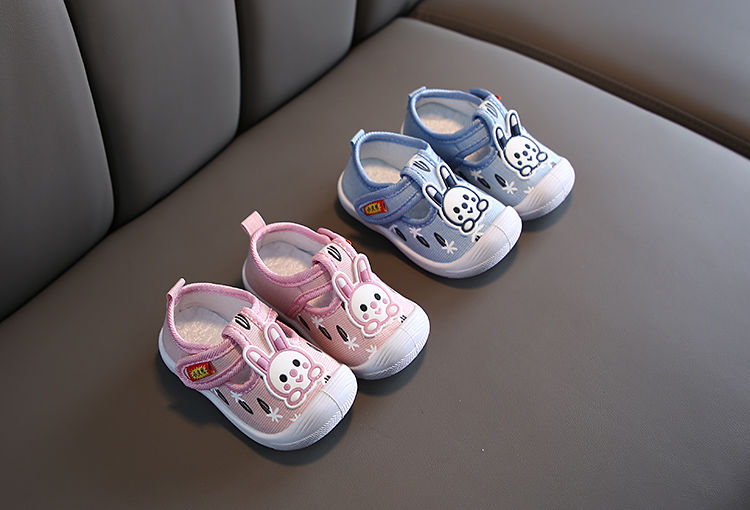 春夏季0-1-2岁女宝宝方口鞋学步叫叫鞋婴儿鞋软底鞋布凉鞋公主鞋