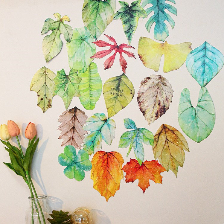 一叶信纸 创意手绘树叶diy叶子装饰留言书写贺卡 异形明信片30张