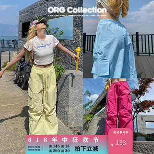 ORG Collection多巴胺美式夏季薄款速干工装裤女休闲宽松阔腿裤子