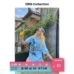 ORG Collection美式复古街头喷绘趣味创意T恤女情侣印花短袖上衣