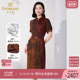 Gowani/乔万尼真丝桑蚕丝连衣裙19mm红云纱气质复古ET2E293802