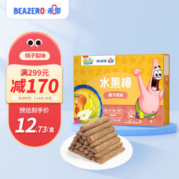 beazero未零海绵宝宝桃子梨味水果棒儿童零食25g