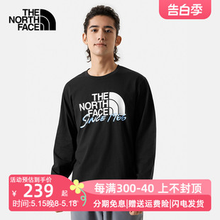 TheNorthFace北面长袖T恤男24春夏户外棉质透气印花圆领卫衣88FZ