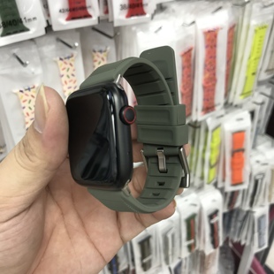 适用苹果S8新款硅胶表带华强北s8 ultra运动手表带iwatch7/s9通用