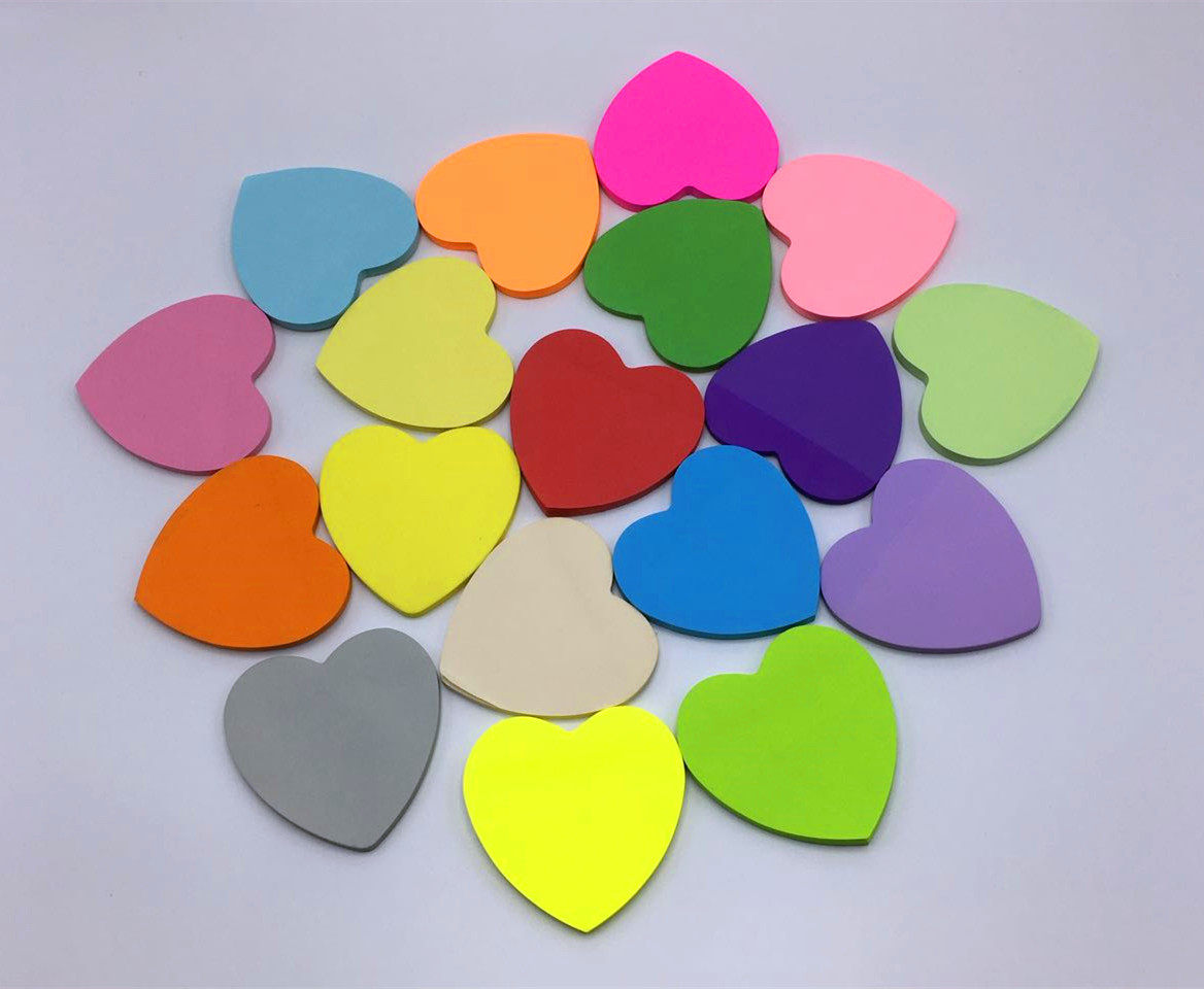 荧光色爱心便利贴 彩色心形记事贴 留言便签 活动心形贴纸 n次贴
