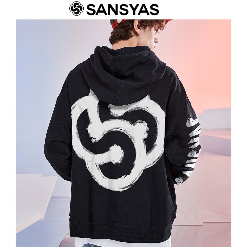 木村三社sansyas纯棉开衫卫衣男潮ins秋冬款连帽2021新款保暖上衣
