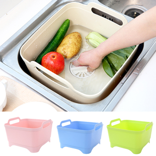 可移动塑料水槽厨房洗菜篮碗碟沥水篮家用洗水果置物架蔬菜收纳篮