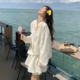 米白色少女感系带防晒套装女2025夏季新款轻薄显瘦上衣短裤两件套