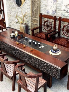 老船木茶桌椅组合新中式实木功夫泡茶台家用茶几1米8茶具套装一体