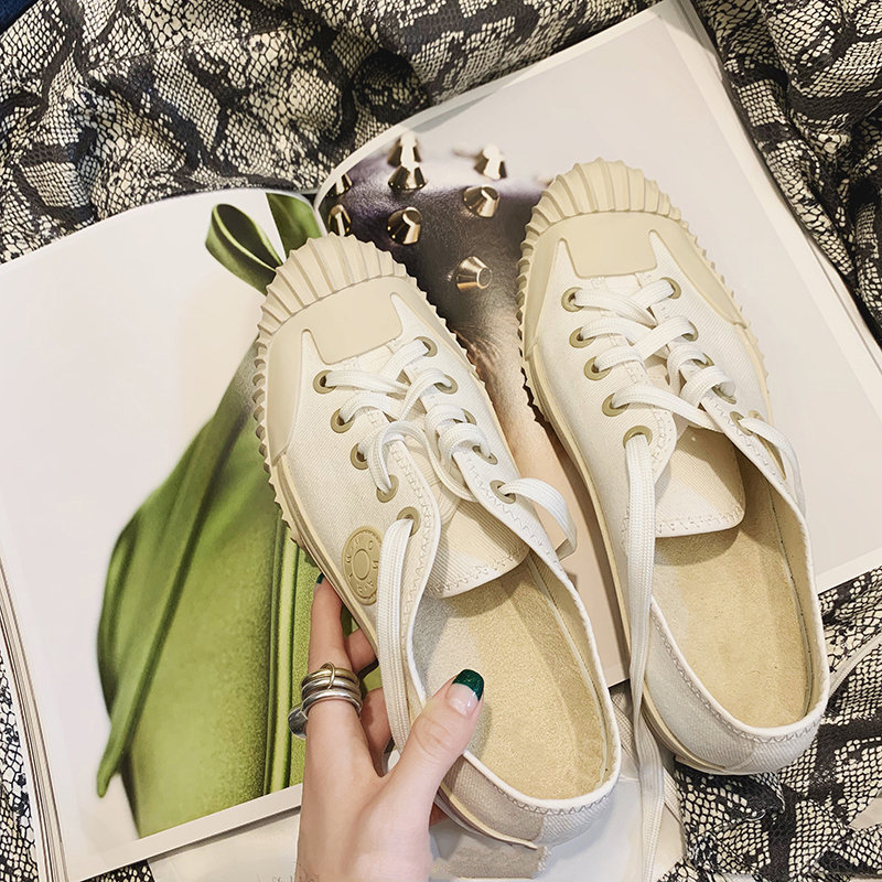 特价张小白_mona张绮贤同款浅口小白鞋女2019春季新款韩版系带学生