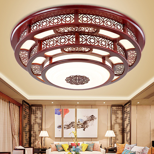 新中式吸顶灯圆形大厅中国风实木办公室大尺寸灯具客厅主灯大灯