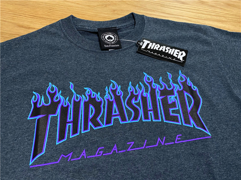 【羔羊House】Thrasher 美版 超帅灰紫灰蓝火焰短袖T恤情侣款
